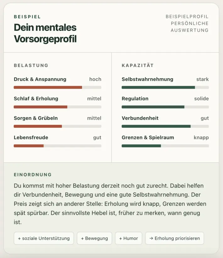 Beispiel eines persönlichen mentalen Vorsorgeprofils